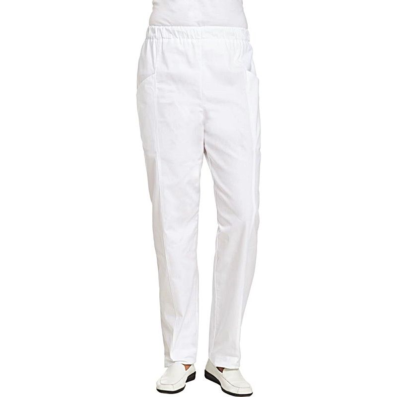 Pantalon de cuisine blanc élastique pas cher - 100% coton - chlorable