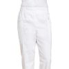 Pantalon blanc, femme, 100% coton sergé fin, taille élastique, Style confort