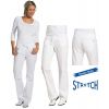 Pantalon Femme Blanc, Coupe 5 poches, Stretch, Élastiqué à la ceinture