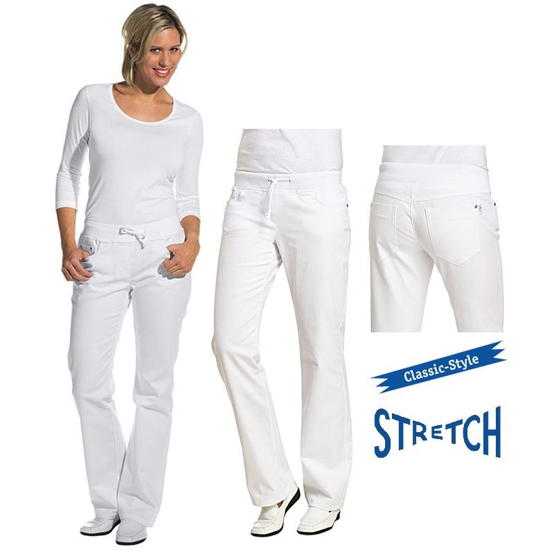 Pantalon Femme Coton Stretch, Bande Elastique de Maintien à la Taille