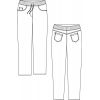 Pantalon Femme Blanc, Coupe 5 poches, Dessin