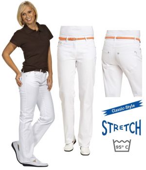 Pantalon Jean Femme Blanc, Tissu extensible robuste, Bouton et rivets assortis