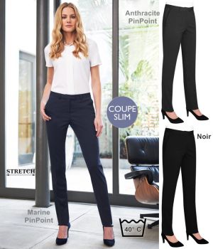 Pantalon Femme, Slim fit, 2 poches avant, Stretch, Tissu résistant