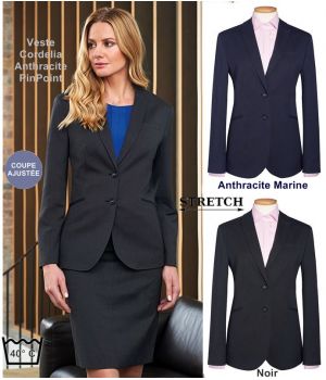 Veste Femme, Coupe ajustée, 2 boutons, Tissu résistant, Stretch