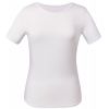 T-shirt Femme blanc, Col arrondi, Manches courtes, Stretch
