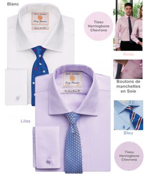 Chemise Manches longues, Coton de qualité, Boutons manchettes en soie