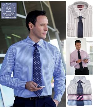 Chemise manches longues, Taille de tour de cou 42 cm, polyester coton, à rayures.