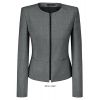 Veste Blazer Court Femme, Col rond, Fermeture zip, Gris clair