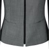 Veste Blazer Court Femme, Fermeture zip, Gris clair