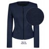 Veste Blazer Court Femme, Col rond, Fermeture zip, Marine PinPoint