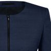 Veste Blazer Court Femme, Fermeture zip, Marine PinPoint