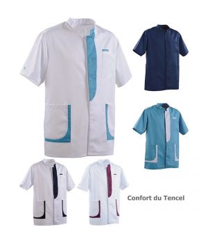 Tunique Homme, Col officier, Poche poitrine, Poches basses, Confort du Tencel®