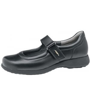 Chaussures dame confort, cuir noir, fermeture velcro