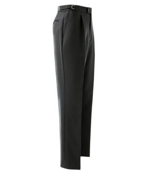 Pantalon Homme Noir à Pinces, 100% Laine, Ajustable à la taille