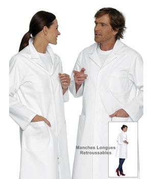 Blouse Médecin Homme ou Femme, Manches Longues Retroussables