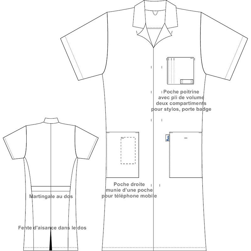 Blouse Médicale Femme Hurry Jump - Manches Courtes, 3 Poches, Lavable 90°C
