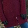 Manteau laine 100% Merinos type Pull irlandais Lie de vin