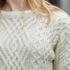 Pullover sweater Irlandais femme, Points traditionnels, écru