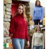 Pull Irlandais, femme, col roulé, laine Merino