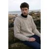 Pull Irlandais femme homme Ras de cou Laine Mérinos Beige chiné