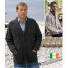 Veste Irlandaise Pull 100% pure laine Mérino Col châle Charbon