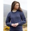 Pull Irlandais ras de cou 100% pure laine vierge Denim