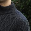 Cardigan Irlandais? Effet patch sur l'épaule, Charbon