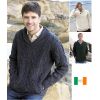 Pull Irlandais pour Homme à col châle en V, Laine Mérinos 