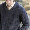 Pull Irlandais pour Homme à col châle en V, Couleur Cormoran