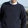 Pullover Irlandais Homme, 100% Laine Donegal, Couleur Marine Chiné