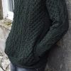 Pull Homme Irlandais, Laine Mérinos, Vert armée