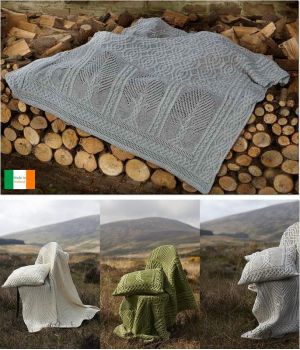 Jeté Irlandais en Laine, Motif Arbre aux Fées Celtique, Laine Merinos