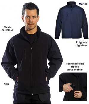 Veste SoftShell contemporaine, Confortable, extensible et imper-respirante