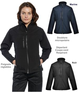 Veste SoftShell Femme, Déperlant, Coupe-vent, Respirant, Coupe Flatteuse