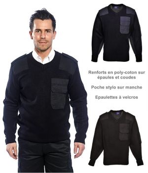 Pull Acrylique Stylé et Bien Taillé, Renforts en polycoton, Epaulettes à Velcros