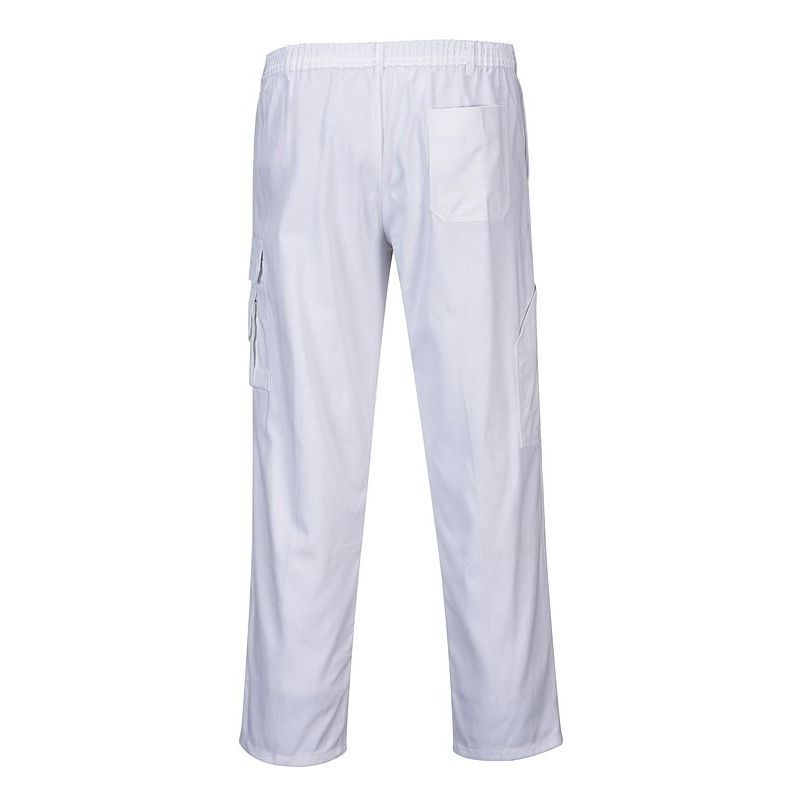 Pantalon Blanc de Travail Homme, 100% Coton, Blanc, Huit Poches