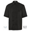 Veste de Cuisine Noire, Manches Courtes, PolyCoton, Poche poitrine