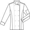 Schéma veste de cuisine femme manche longue coupe classique poche sur manche