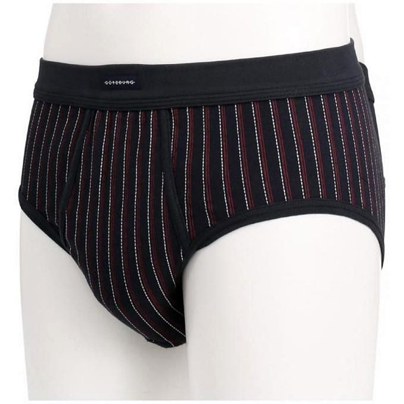 Slip Homme, Côtes fines, Pack de 2, Rayures Berry et Marine uni
