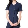 Blouse Esthéticienne Aspect Lin, Bleu Saphir