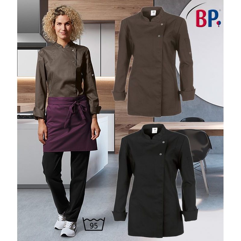 Veste de Cuisine Femme, Manches Longues, Peut Bouillir, Boutons Pression