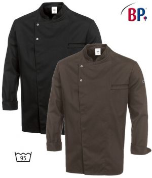 Veste chef, Col officier, Boutons-pression inox dissimulés, Oeillets d'aération, Manches avec manchettes