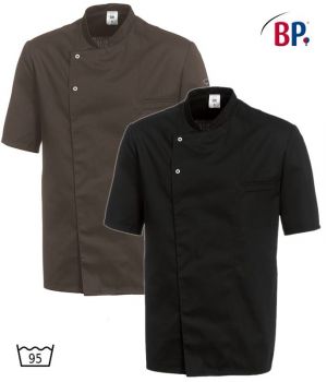 Veste chef, Col officier, Boutons-pression inox dissimulés, Oeillets d'aération, Manche courte