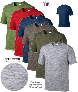 T-shirt Femme et Homme, Teinture Space Dye Style Sport, Confort Stretch