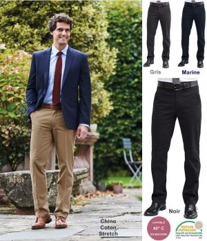 Pantalon Chino Homme, Coupe classique, Ceinture Extensible