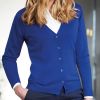 Gilet Cardigan Femme, Col en V, Pattes et Bordures côtelées, Coton et acrylique