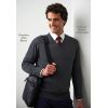 Pullover Homme, Col en V, Col et bordures côtelées, Coton et acrylique