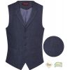 Gilet Tweed Homme, 5 boutons, Poches Passepoilées, Marine à chevrons