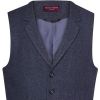 Gilet Tweed Homme, 5 boutons, Poches Passepoilées, Marine à chevrons