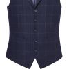 Gilet Tweed Homme, 5 boutons, Poches Passepoilées, Marine à carreau